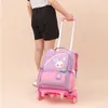 Fashion Cartoon Childrens School Tags met wielige trolley backpack tieners Girls Rolling Students Kids 240328