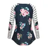 Zwangere vrouwen Zwangerschaps lange mouw bloemen gestreepte verpleegkundige top T-shirt voor borstvoeding zwangerschapshirt tops zwangerschapskleding