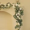 Joy Party 2,1m Fake Peony Rose Vines Fleurs artificielles Garland Eucalyptus Plante suspendue pour le décor de table de fête de porte de mariage