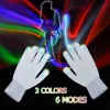 6 modi Nieuwheid LED Gloves Finger Lights flitsende witte gloedhandschoenen Halloween -kostuumfeest Verlichting speelt speelgoed gloedfeestartikelen