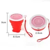 1pc 200 ml de silicone portable tasse de pliage rétractable avec couvercle télescopique plitable tasse de consommation extérieure de voyage en extérieur tasse d'eau