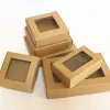 10pcs Fenster Geschenkbox Kraftpapierbox transparent PVC Fenster Seifenkisten Schmuck Verpackungsschachtel Hochzeit Gefälligkeiten Candy Box