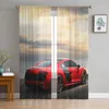 Red Racing Car Sea View Window Curtains Bedroom Modern Drape Sheer Tulle Valances Living Room Kitchen Voile Curtain