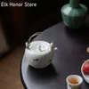 150 ml Boutique Pure Hand-Painted Swallow Elf Art TEAPOT White Porslin Hushåll Kung Fu Tea Maker Alloy Lyft Beam Pot Gifts