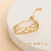 Clusterringe Real 18k Gold Verstellbarer Ring Echtes Au750 Lace Mesh Weichkette Einfache Mode Fine Schmuck Geschenk für Frauen