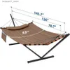 Hamacs Lit suspendu avec support comprenant 55 x 79 pouces de grande capacité de hamac 450 lb avec canne à propagation du bois dur et corde en nylon utilisée pour la terrasse extérieure