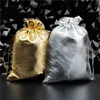 50pcs multi size Golden/Silver Color Drawstring Dust-proof Pouches Jewelry Gift Delicate Soft Smooth Stronge Hot Popular Bag