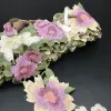 1 yard / 1 morceau de haute qualité Polyester Purple Green Green Soluble Broidered Lace Trim Flower Lace Collar Applique Trimes 7 cm