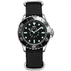 Wristwatches Diver Style Field Watch 40mm Case 24 Hours Dial Rotating Bezel Fabric Strap