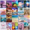 5d DIY Diamond Målning Seaside Beach Cross Stitch Kit Ab Diamond Round Diamond Mosaic Landscape Art Home Decor Ny ankomst