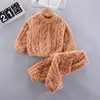 Children Clothing Baby Boys Girls Pullover Sweater Knitted Long Sleeve Solid Tops Plush Pants Set Fall Winter Kids Clothes