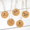 NOUVEAU 100PCS FABLAGE MAINMAGE Kraft Emballage Gift Bow Kraft Paper Hangs Tags MERCI-TOUCHES CARTES DE TAGNE DIY Étiquette de prix de l'étiquette