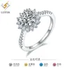 Anneaux de bande Luster Moisanite Ring 8,0 mm 2.0ct D Couleur 925 Siltling Silver 18K Platinum Plated Diamond Test Passs Bijoux Womens Bijoux J240410