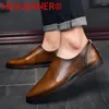 Scarpe casual uomini formato di pellicoli in pelle Maresini leggeri con cerniera leggera Slip morbido su design piatto estate comodo