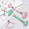 Ansiktsmassage Roller Natural Rose Quartz Jade Roller Set Box Face Slimming Lyft Massager Jade Stone Skin Care Beauty Tool