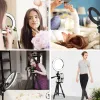 أضواء 10 بوصة LED Selfie Ring Light Photography Ringlight Phone حامل دائرة ترايبود دائرة ملء مصباح قابلاً للضوء مصباح Youtube فيديو