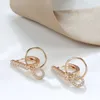 Boucles d'oreilles en pendaison zircon hoop 585 Pendentif en or rose pour femmes Géométrique Hang Ear Golden Circle 2024 Bijoux de fête Gift