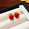 New Year's Red Pearl Mosquito Incense Plate Clip, Autumn Winter Simple High End, No Ear Hole Earrings, Fashionable and Elegant Style Earrings for Women