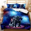 スペースシップ羽毛布団カバーセット宇宙船の銀河宇宙の寝具セット枕カバークイーンキングサイズポリエステルQulitカバー
