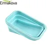 ERMAKOVA Silicone Heat-Resistant Folding Food Storage Container Box Collapsible Lunch Box Bento Box with Airtight Plastic Lid