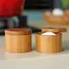 2 -stks houten opbergdozen zout bamboe met magnetische draaideldeldcontainer voor keukencontainers