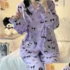 Dames slaapkleding vrouwen pyjamas cartoon printen winter en herfst kleding sets pyjama's voor tienermeisjes kawaii pijamas drop levering ap dhg2j