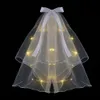 Copertina per la testa di pizzo LED Maglie da sposa Mesh Luminio Testa della testa di matrimonio con pettine a doppio strato fata a farfalla coreana mesh da sposa