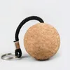 Cork Circular Float Keychains Custom Cork Wood Keyrings Gravering Logotyp Anpassad nyckelring Telefonhållare Key Ring PROMOTION KEYCHAIN ​​CAR KEYRING BEECH WOOD