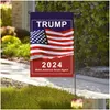 Banner Flagi 30x45cm Trump Garden USA Maga Keep America dwustronna 2024 Flag Drop dostawa do domu Świąteczne zapasy imprezy Dhguv