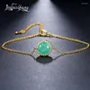 Charm Bilezikler Moda Altın Renk Yuvarlak Rhinestone Zincir Bağlantı Bilezik Yarı Değerli Taş Ayarlanabilir Balıkkar Mücevher Accessorie265u