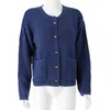 Kvinnors stickor Vintage Women Cardigan Top Single-Breasted Long Sleeve Round Neck Knit Commute Soft Pockets Lady Jacket