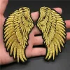 2pcs Golden Wings Tamanho: 4,7x9.4cm Patch para roupas Bordado Bordado Diy Diy Bistê