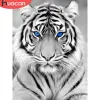 Huacan Diamond Mosaic målning Tiger Animal Full Square/Round Diy Diamond Embroidery Black and White Wall Art