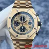 Eccitante orologio da polso AP Royal Oak Offshore Serie 26470or Gold Shell Gold Band Chronograph Watch 18K Rose Gold Material 42mm