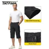 TACVASEN Cotton Cargo Shorts Mens 34 Knee Length Work Multi Pocket Summer Casual Cropped Trousers Male 240403