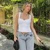 CUTENOVA Square Collar Tank Women Slim Split Crop Tops Chic Backless Sleeveless Casual Camis Summer Y2K Double Layer 240410