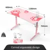 2023 Neues Pink -Gaming -Tisch Mädchen Schlafzimmer zusammengebautes Computer Schreibtisch 120x60x76.5 cm niedliche Katzenpfoten Druck Desktop Computer Schreibtisch Hot Sale Sale