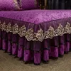 European Bed Skirt With Rubber Band Royal Style Purple Velvet Thicken Lace Bedspread Bedroom Bed Sheet Linen Pillowcases