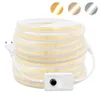 220V COB LED Strip Licht Dimable Linear Lighting 288Led/M Verstelbare Brightnes Flexibele LED -lamp met schakelaar Dimmer Power Kit