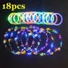 18pcs LED Light Up Toys Girl Flower Hair Wreath Bracelet Bangle Glow in Dark Party Cosplay Birthday Wedding Christmas Decoration