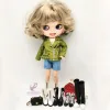 Blythe Doll Clothes Leather Coat Jeans Pants for Blyth Azone Doll Shoes Boots OB23 OB24 1/6 Doll Accessories