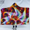 Cool Psychedelic Graffiti Character Hooded Blanket Adult colorful child Sherpa Fleece Wearable Blanket Microfiber Bedding c-009