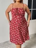 Summer Plus Size Dresses For Women Sexig ärmlös Halter Midi -klänning Casual Holiday Floral Print Party Backless Short 240410