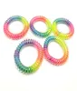 55cm Shiny RainBow Telephone Hair Cord Ponies Elastic Soft Flexible Plastic Spiral Coil Wrist Bands Girls Hair Accessories Rubber7068927