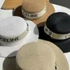Lyxdesigner Cel Straw Hat Fashion Summer Beach Hat Wide Brimmed Fisherman Hat Holiday Travel Knicked Hat Visor Flat Hat With Belt Embellished Hat