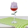 Copos de vinho vermelho em forma de rosa com folhas de rosa colorida copo de cálice para beber housewarming warming wedlem aniversário celebração