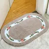 Bath Mats Oval 3 Colors Floral Flower Bathroom Mat Anti-skid For Shower Soft Quick Dry Water Absorbent Floor Spring Kitchen Carpets