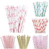 25pcs folyo kalp kağıt pipetler 1pcs flamingo pipetler düğün partisi kağıt içme pipetler doğum günü bebek duş partisi dekor