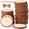 Naturliga träskivor 20 st 6-8 cm hantverksträ kit oavslutade förutbestämt trästrädskivor för konst DIY hantverk jul
