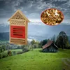 Insect Bee House Wooden Bee Nests Box Beehive Bug Shelter Nests Box Insects Box Beehouse Honey Tools Garden Decoration